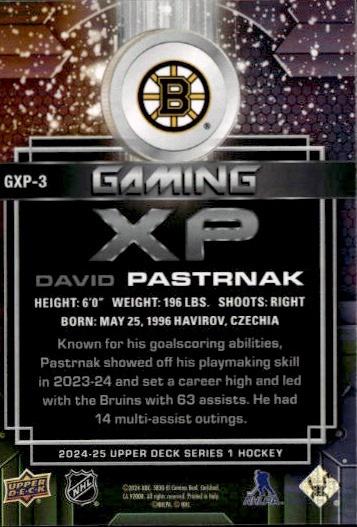 2024-25 Upper Deck Series 1 Hockey Gaming XP Speckle #GXP-3 Boston Bruins (David Pastrnak)