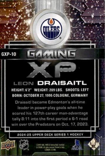 2024-25 Upper Deck Series 1 Hockey Gaming XP Speckle #GXP-10 Edmonton Oilers (Leon Draisaitl)