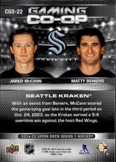 2024-25 Upper Deck Series 1 Hockey Gaming Co-Op #CGO-22 Seattle Kraken (Jared McCann / Matty Beniers)