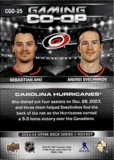 2024-25 Upper Deck Series 1 Hockey Gaming Co-Op #CGO-25 Carolina Hurricanes (Sebastian Aho / Andrei Svechnikov)