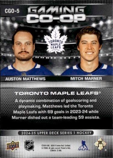 2024-25 Upper Deck Series 1 Hockey Gaming Co-Op #CGO-5 Toronto Maple Leafs (Auston Matthews / Mitch Marner)