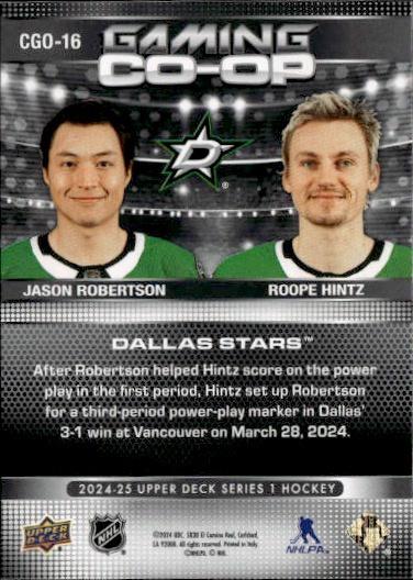 2024-25 Upper Deck Series 1 Hockey Gaming Co-Op #CGO-16 Dallas Stars (Jason Robertson / Roope Hintz)