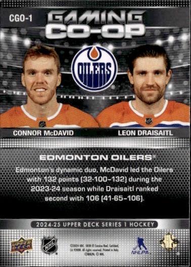 2024-25 Upper Deck Series 1 Hockey Gaming Co-Op #CGO-1 Edmonton Oilers (Connor McDavid / Leon Draisaitl)