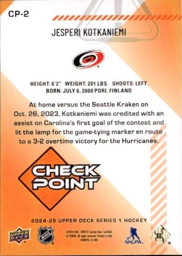 2024-25 Upper Deck Series 1 Hockey Checkpoint Speckle #CP-2 Carolina Hurricanes (Jesperi Kotkaniemi)