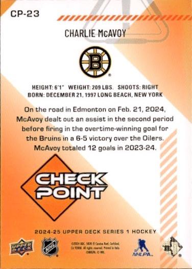 2024-25 Upper Deck Series 1 Hockey Checkpoint #CP-23 Boston Bruins (Charlie McAvoy)