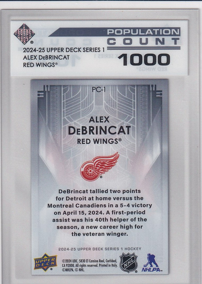 2024-25 Upper Deck Series 1 Hockey Base Population Count 100 #PC-1 Detroit Red Wings (Alex DeBrincat)