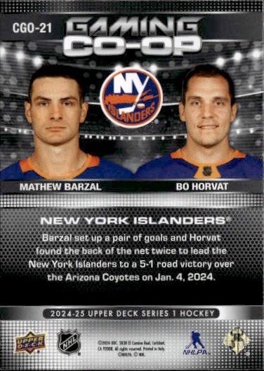 2024-25 Upper Deck Series 1 Hockey Base Gaming Co-Op #CGO-3 Vancouver Canucks (Elias Pettersson / Quinn Hughes)