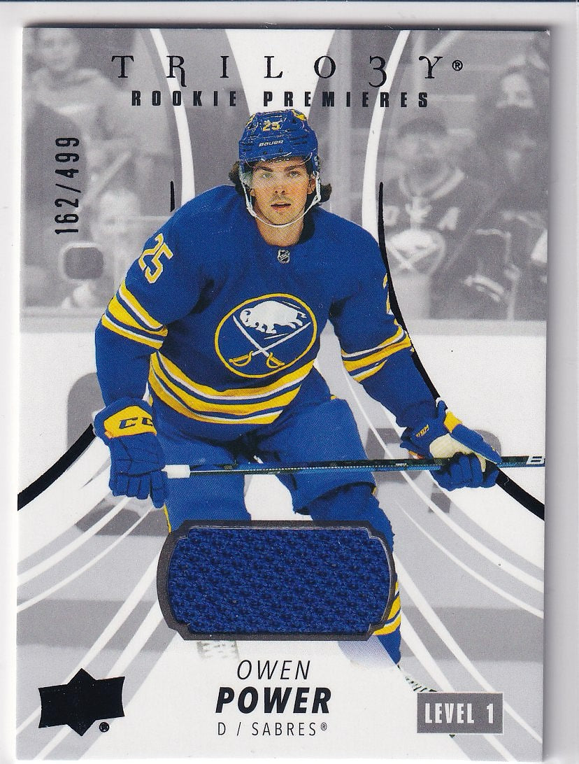 2022-23 Upper Deck Trilogy Hockey Black Foil Memorabilia #/499 #150 Buffalo Sabres (Owen Power)