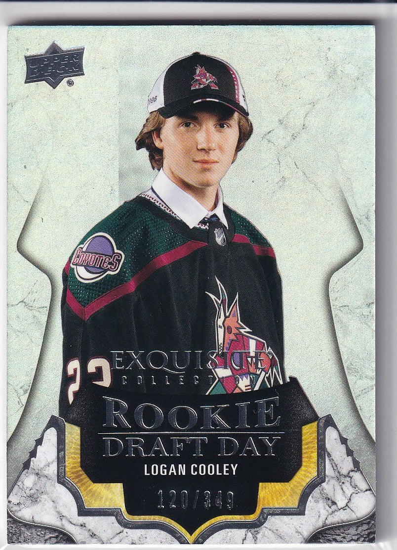 2023-24 Upper Deck Black Diamond Hockey Exquisite Collection Rookie Draft Day #RDD-LC Arizona Coyotes (Logan Cooley)