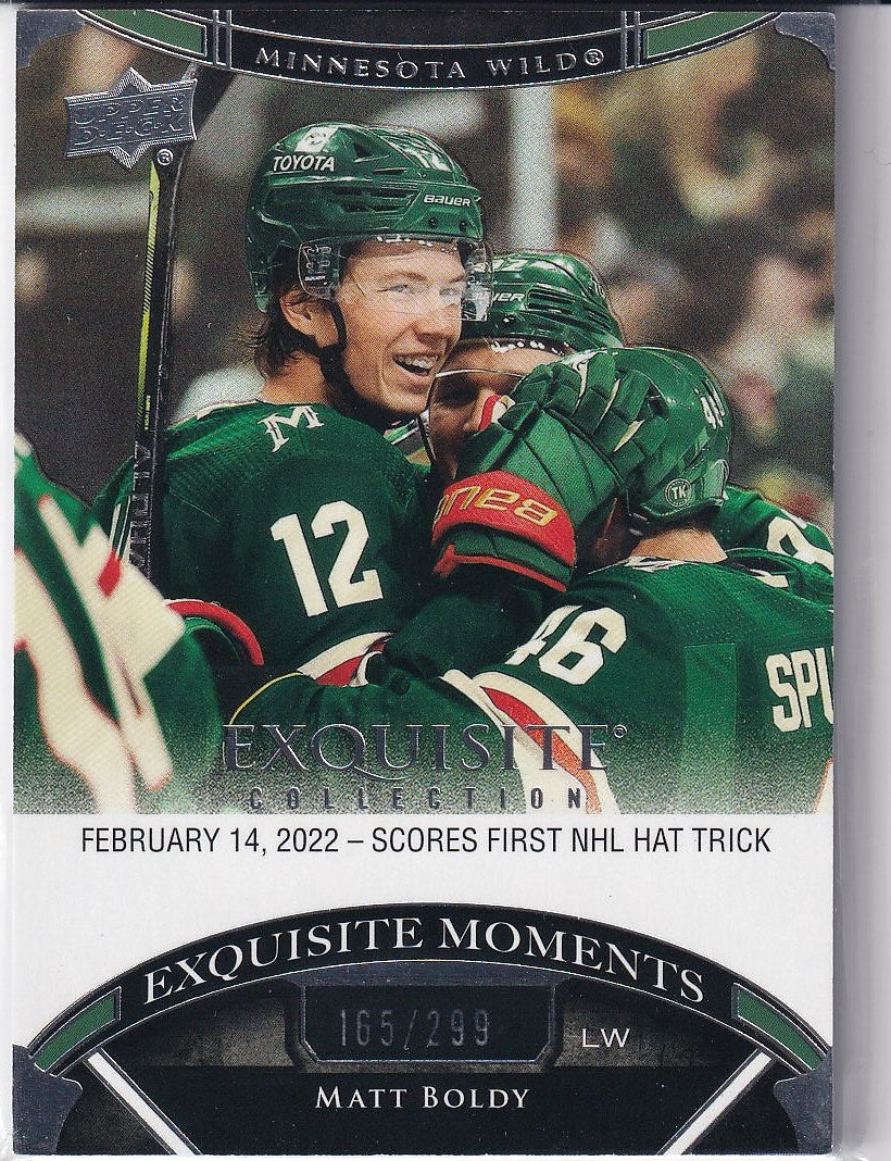 2022-23 Upper Deck Black Diamond Hockey Exquisite Collection Moments #/299 #ECM-BO Minnesota Wild (Matt Boldy)