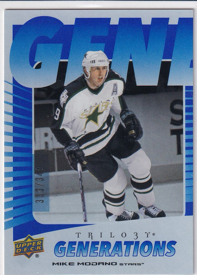 2023-24 Upper Deck Trilogy Hockey Generations Blue #/349 #TG-14A Dallas Stars (Mike Modano)