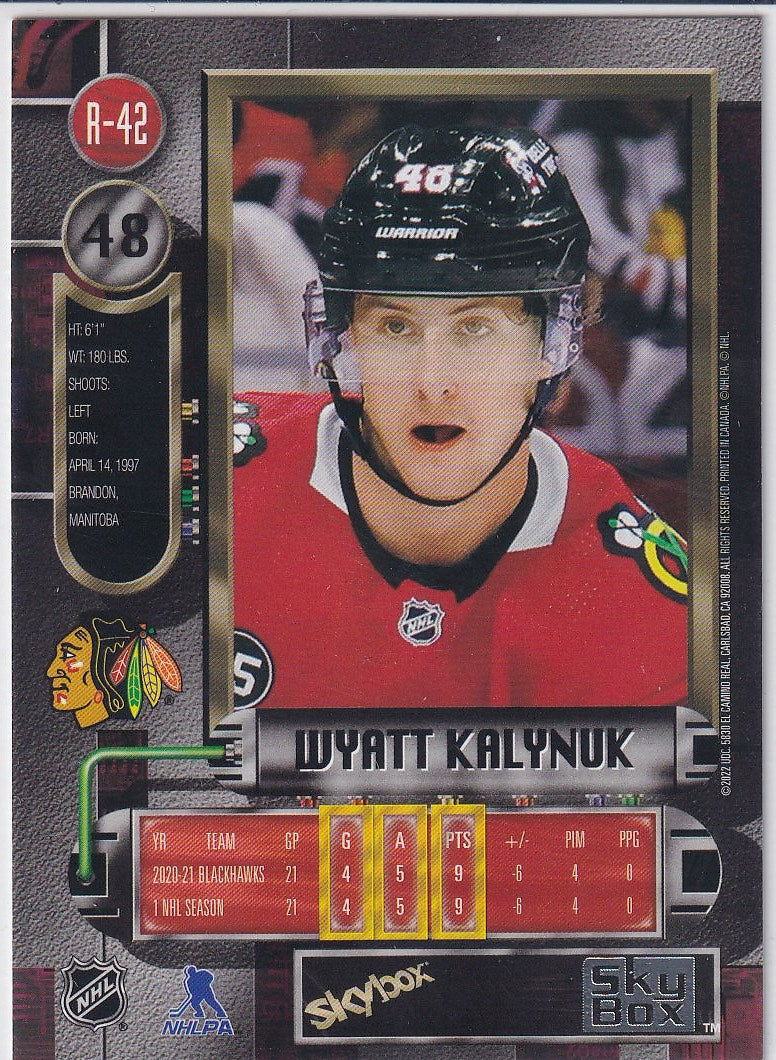 2021-22 SkyBox Metal Universe Hockey 1997-98 Retro Rookies #R-42 Chicago Blackhawks (Wyatt Kalynuk)
