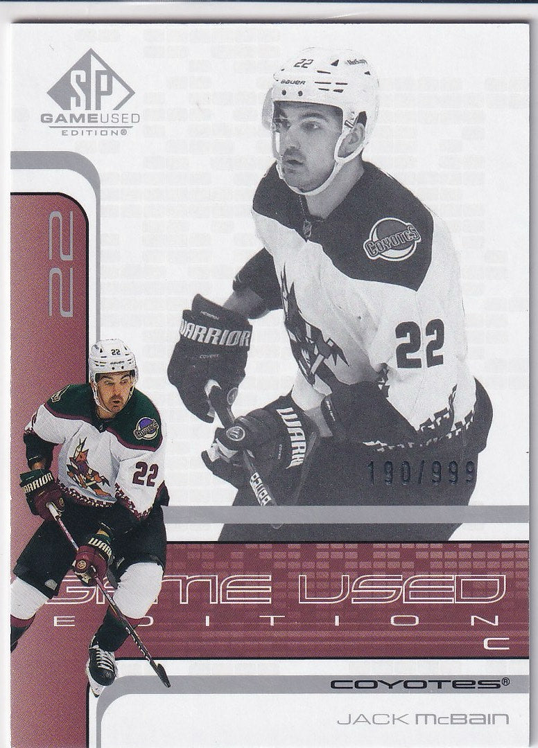 2022-23 SP Game Used Hockey 2001-02 Retro Rookies #/999 #R-36 Arizona Coyotes (Jack McBain)