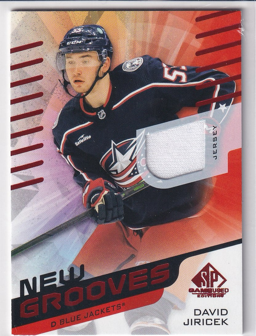 2022-23 SP Game Used Hockey New Grooves Red Jersey #NG-18 Columbus Blue Jackets (David Jiricek)