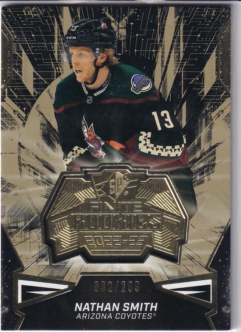 2022-23 SPx Hockey Finite Rookies Gold #/299 #F-44 Arizona Coyotes (Nathan Smith)