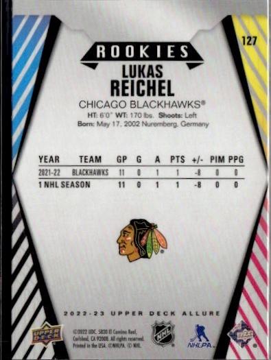 2022-23 Upper Deck Allure Hockey Base #127 Chicago Blackhawks (Lukas Reichel)