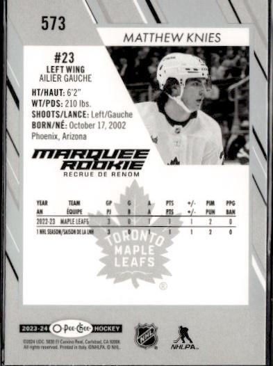 2023-24 O-Pee-Chee Hockey Base - Marquee Rookie #573 Toronto Maple Leafs (Matthew Knies)