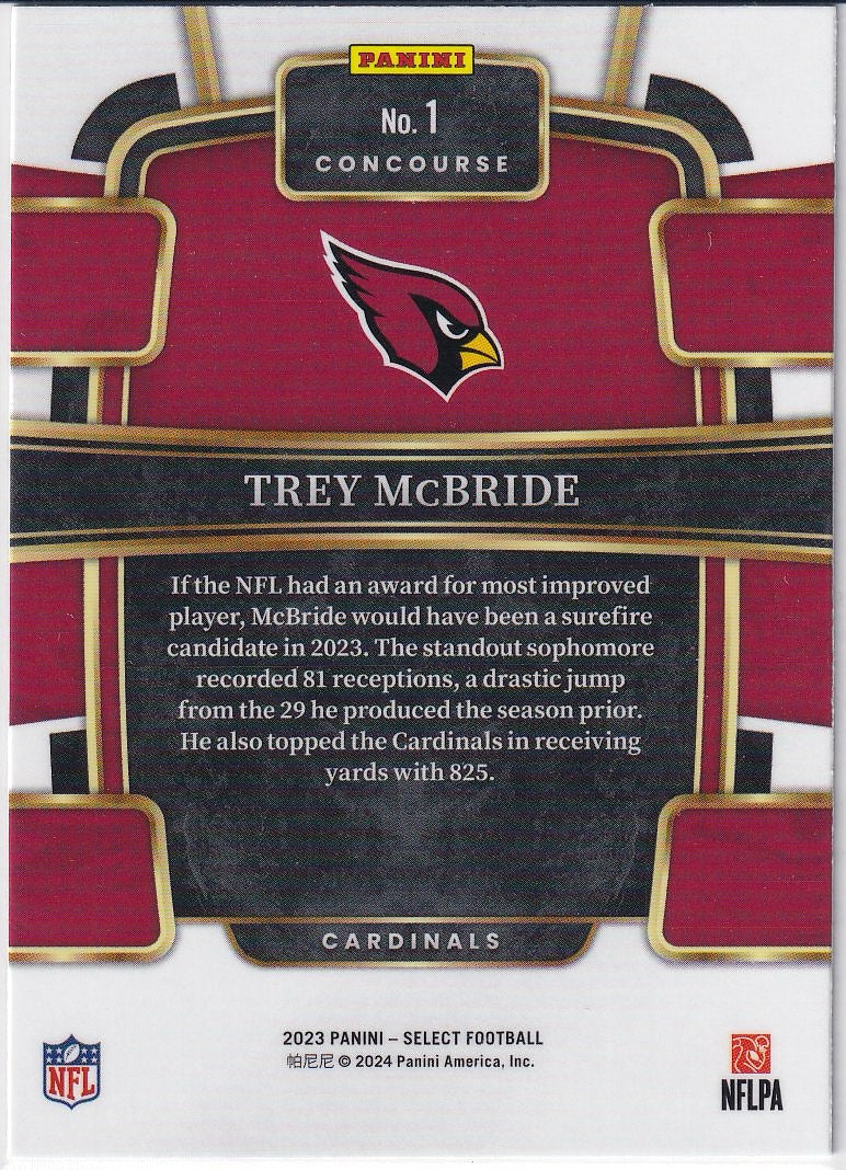2023 Panini Select Football Base #1 Arizona Cardinals (Trey McBride)