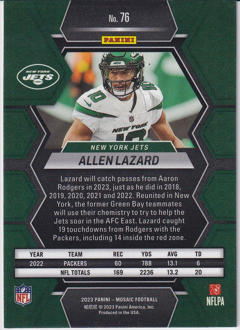 2023 Panini Mosaic Football Base #76 New York Jets (Allen Lazard)