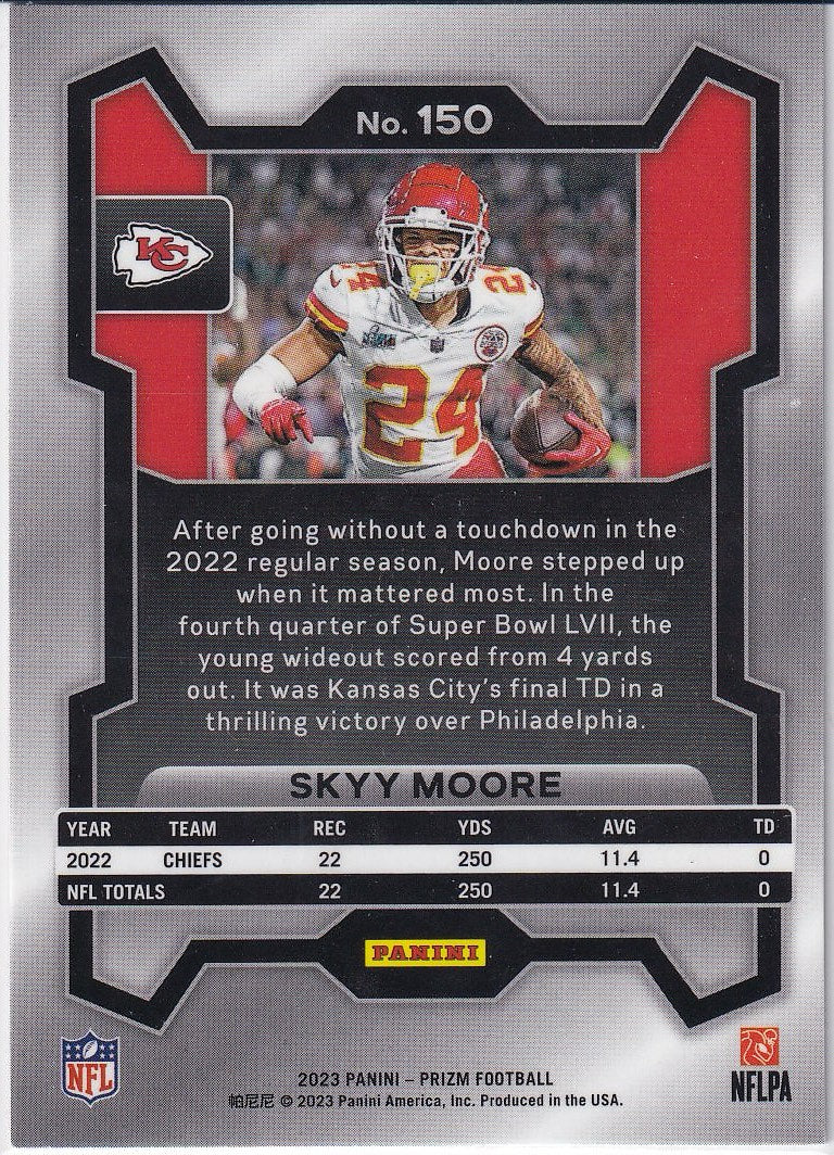 2023 Panini Prizm Football Base #150 Kansas City Chiefs (Skyy Moore)