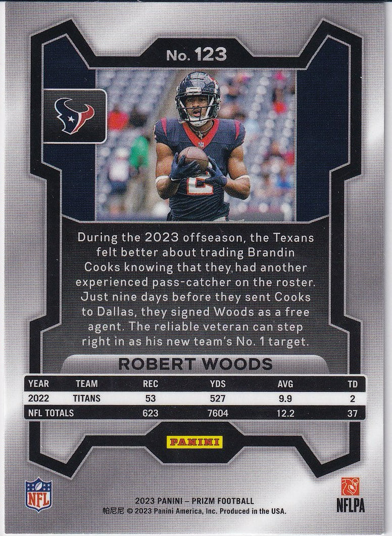 2023 Panini Prizm Football Base #123 Houston Texans (Robert Woods)