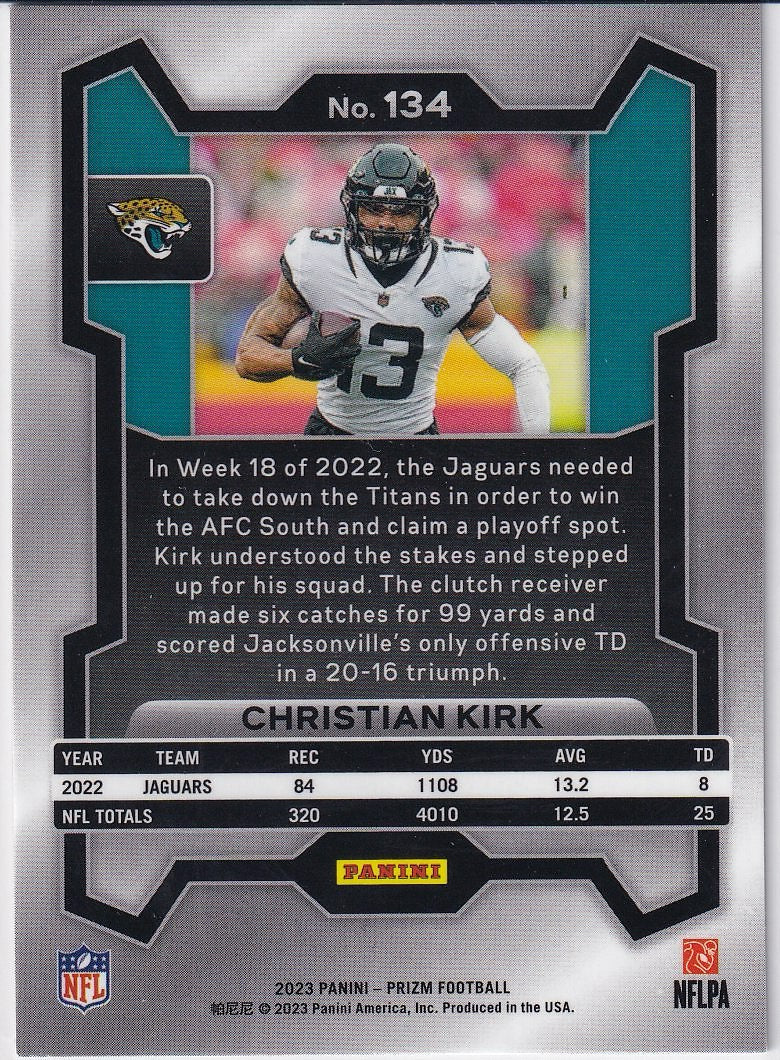 2023 Panini Prizm Football Base #134 Jacksonville Jaguars (Christian Kirk)