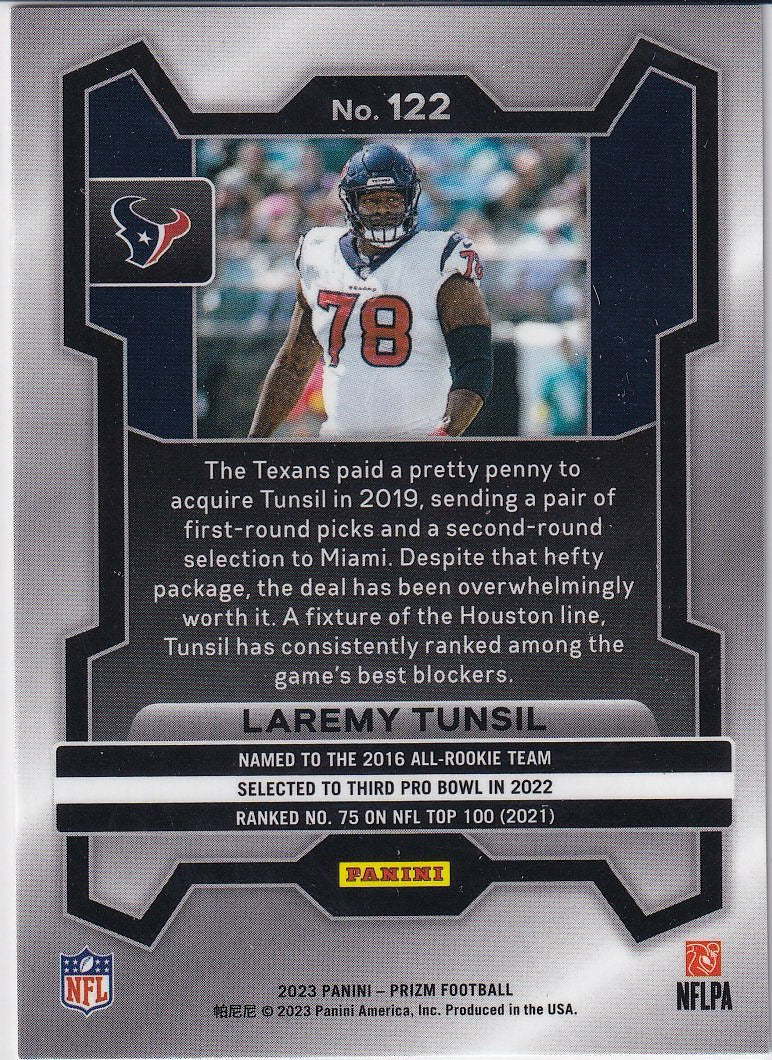2023 Panini Prizm Football Base #122 Houston Texans (Laremy Tunsil)