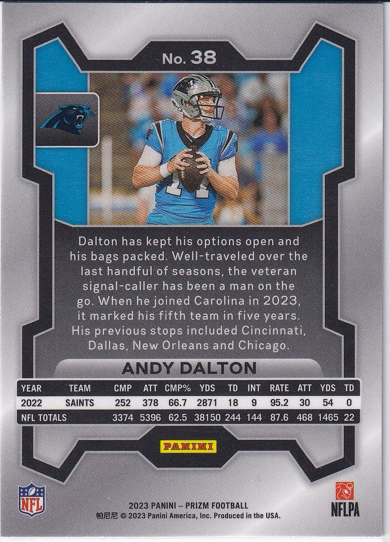 2023 Panini Prizm Football Base #38 Carolina Panthers (Andy Dalton)
