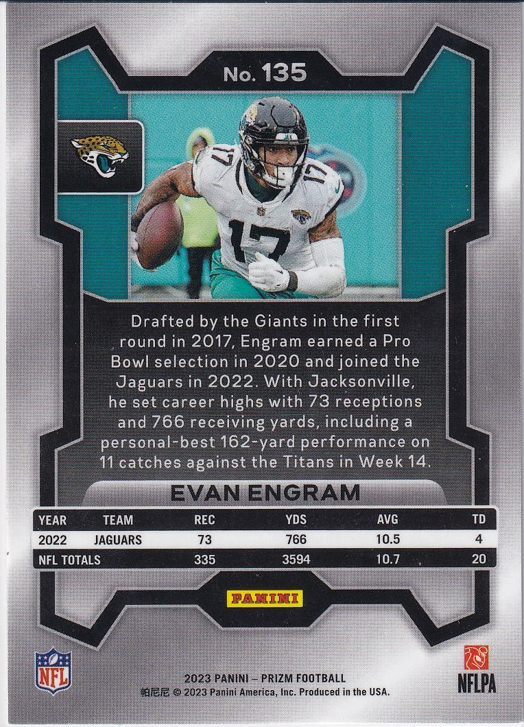2023 Panini Prizm Football Base #135 Jacksonville Jaguars (Evan Engram)