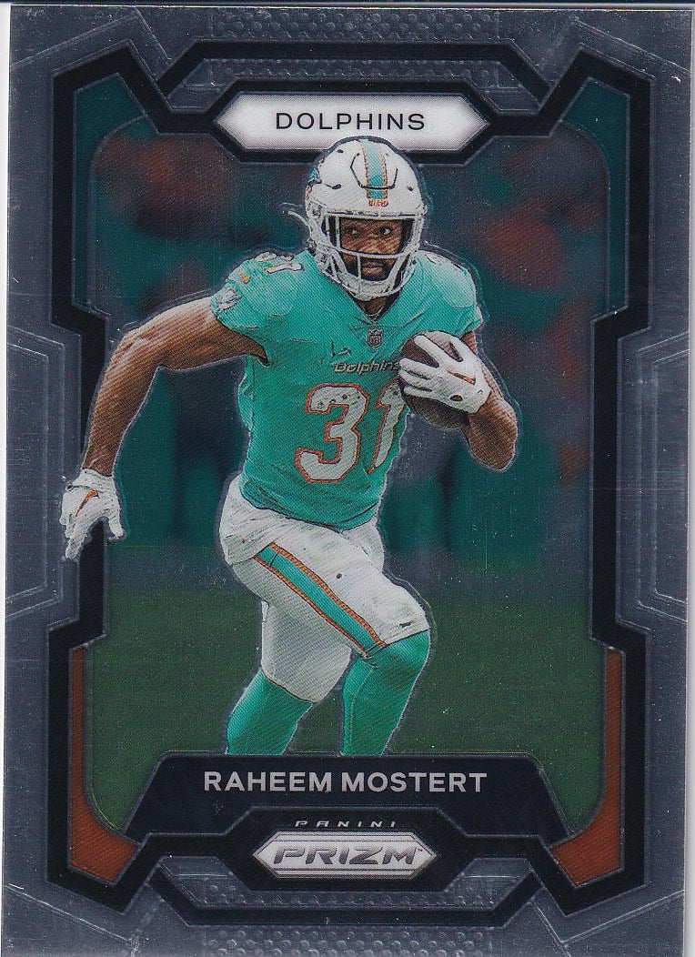 2023 Panini Prizm Football Base #189 Miami Dolphins (Raheem Mostert)