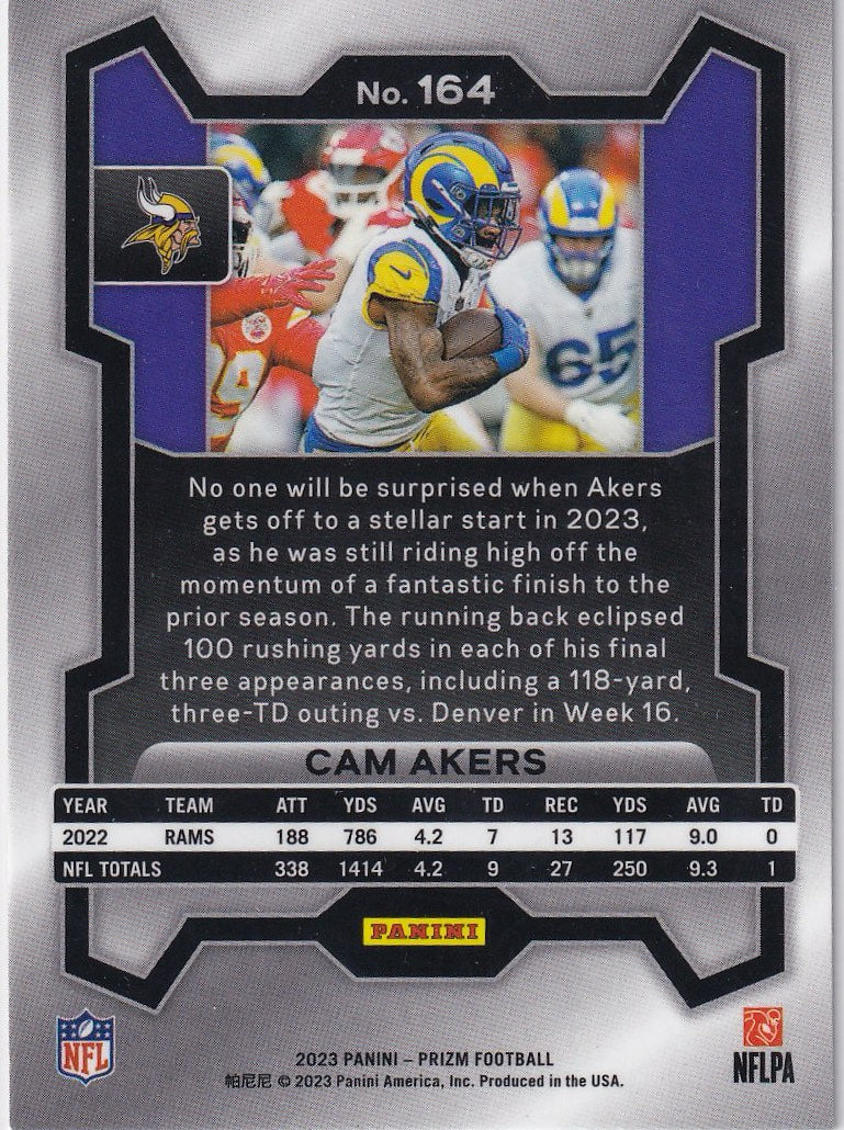 2023 Panini Prizm Football Base #164 Minnesota Vikings (Cam Akers)