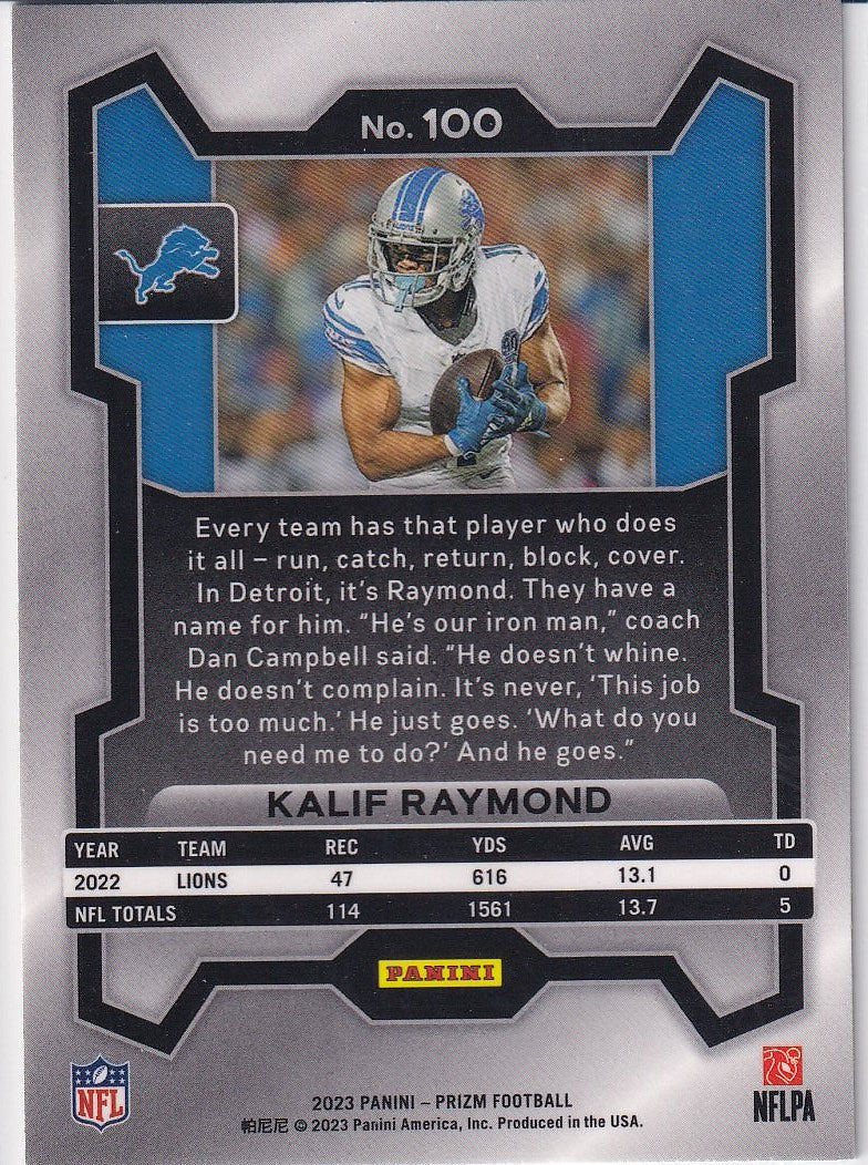2023 Panini Prizm Football Base #100 Detroit Lions (Kalif Raymond)