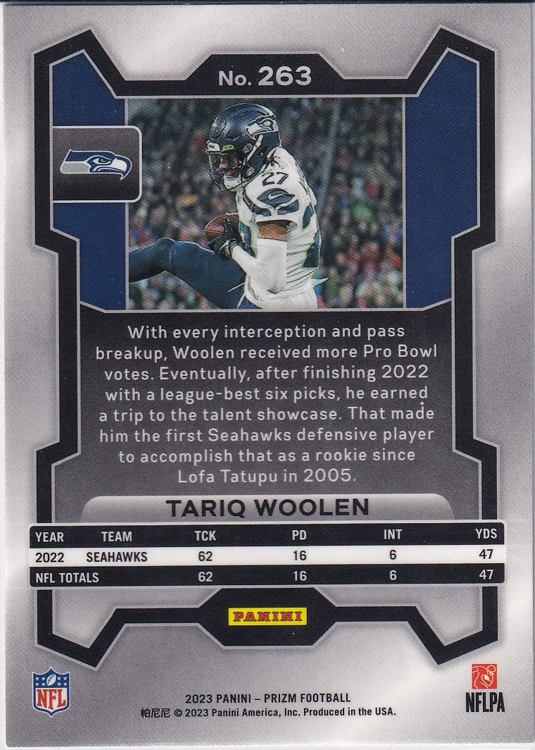 2023 Panini Prizm Football Base #263 Seattle Seahawks (Tariq Woolen)
