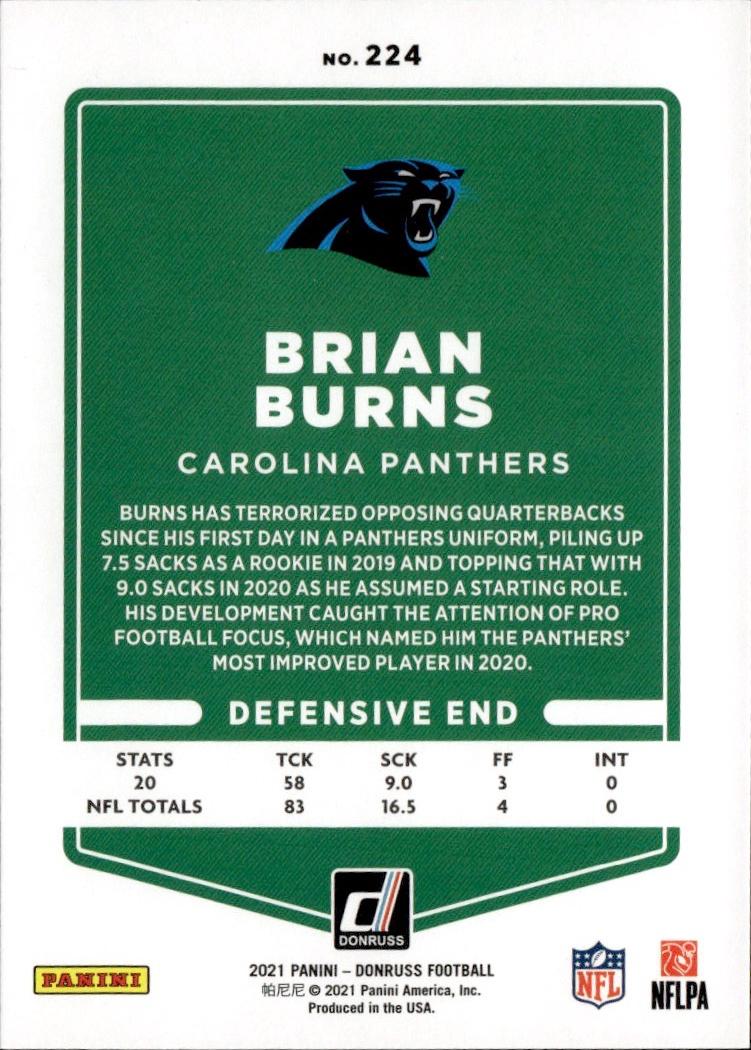 2021 Donruss Football Base #224 Carolina Panthers (Brian Burns)