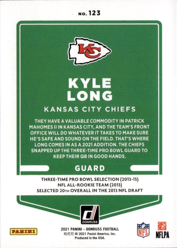 2021 Donruss Football Base #123 Kansas City Chiefs (Kyle Long)