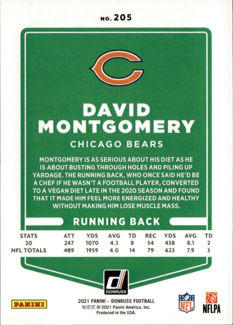 2021 Donruss Football Base #205 Chicago Bears (David Montgomery)