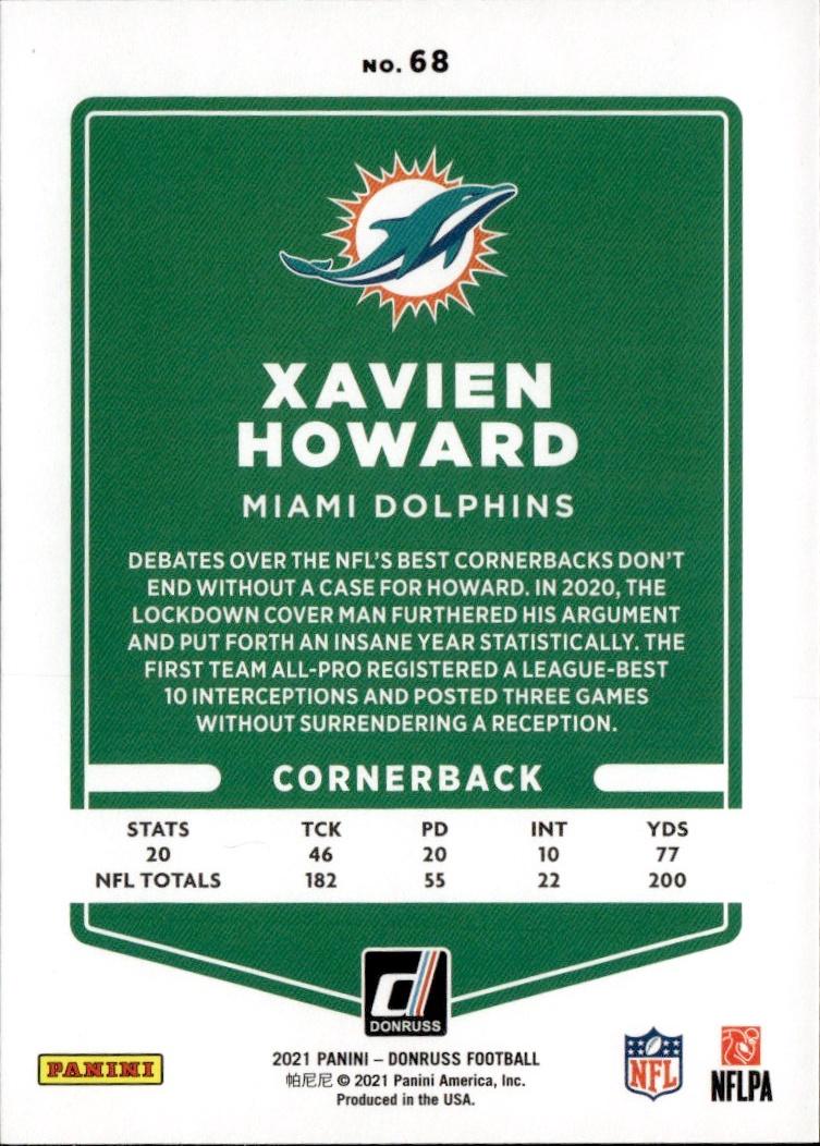 2021 Donruss Football Base #68 Miami Dolphins (Xavien Howard)