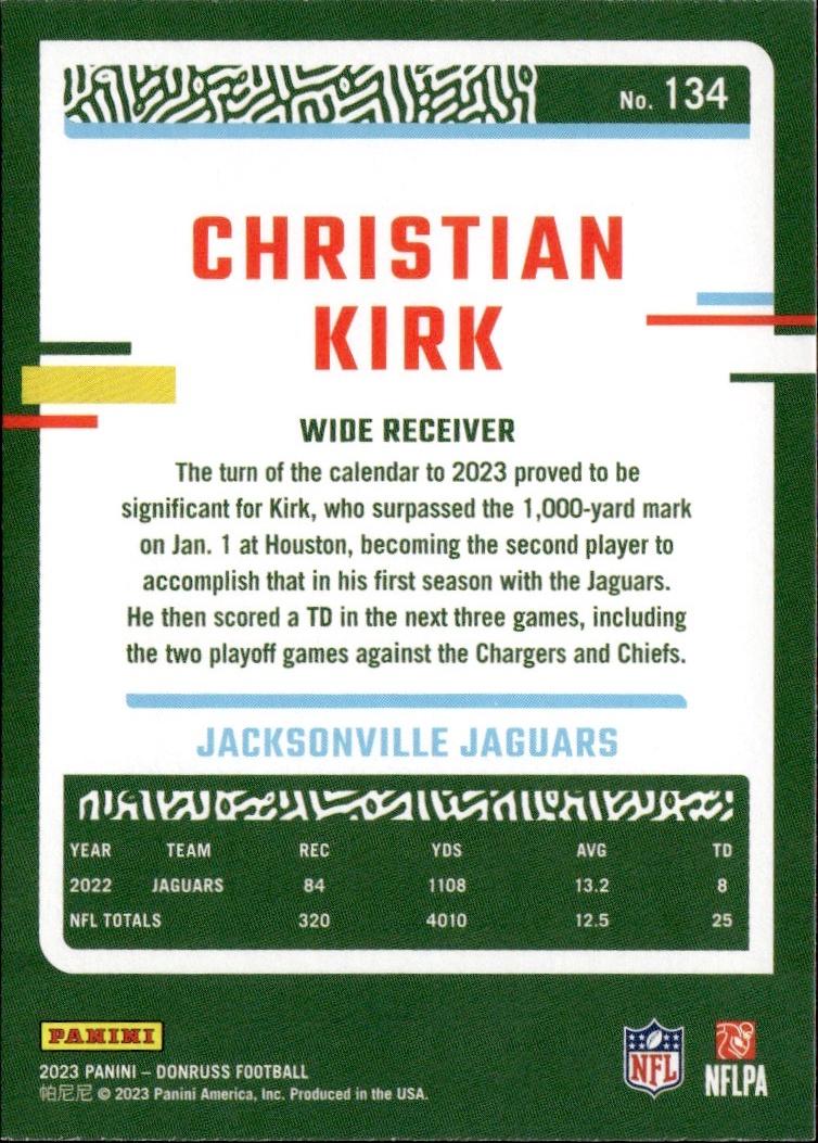 2023 Donruss Football Base #134 Jacksonville Jaguars (Christian Kirk)