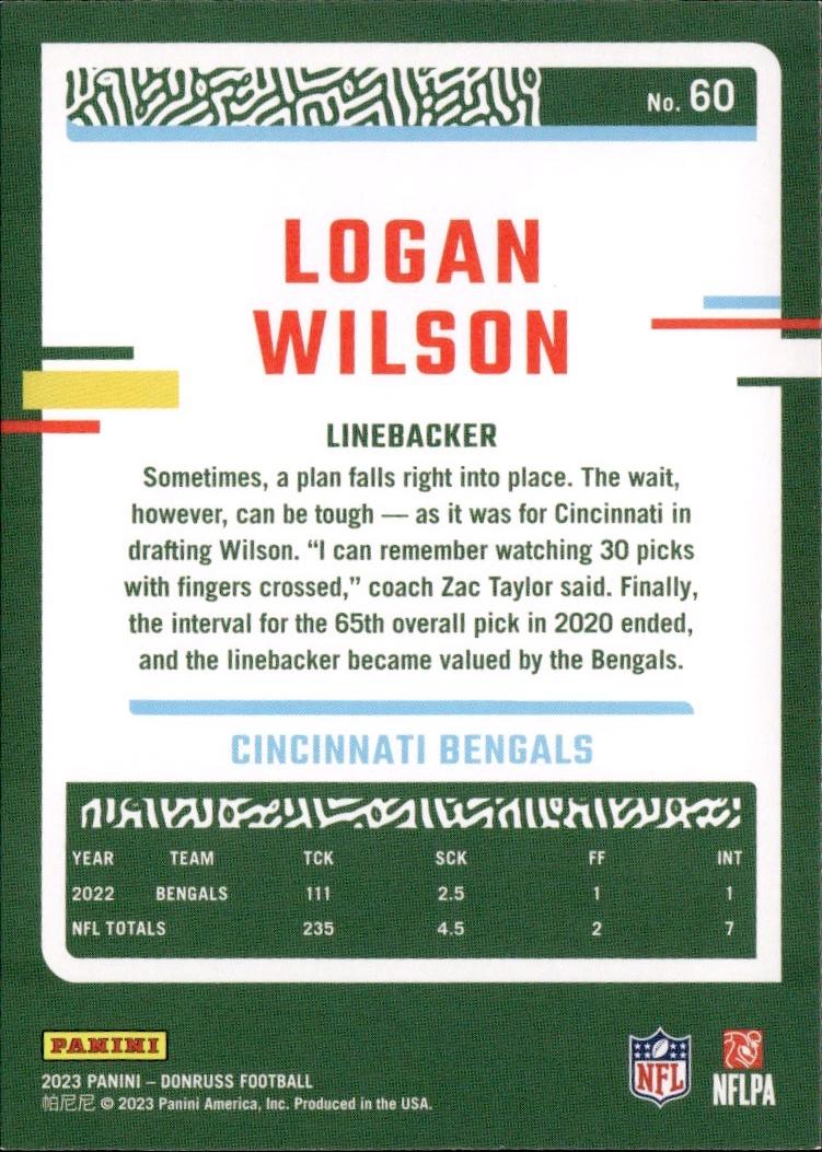 2023 Donruss Football Base #60 Cincinnati Bengals (Logan Wilson)