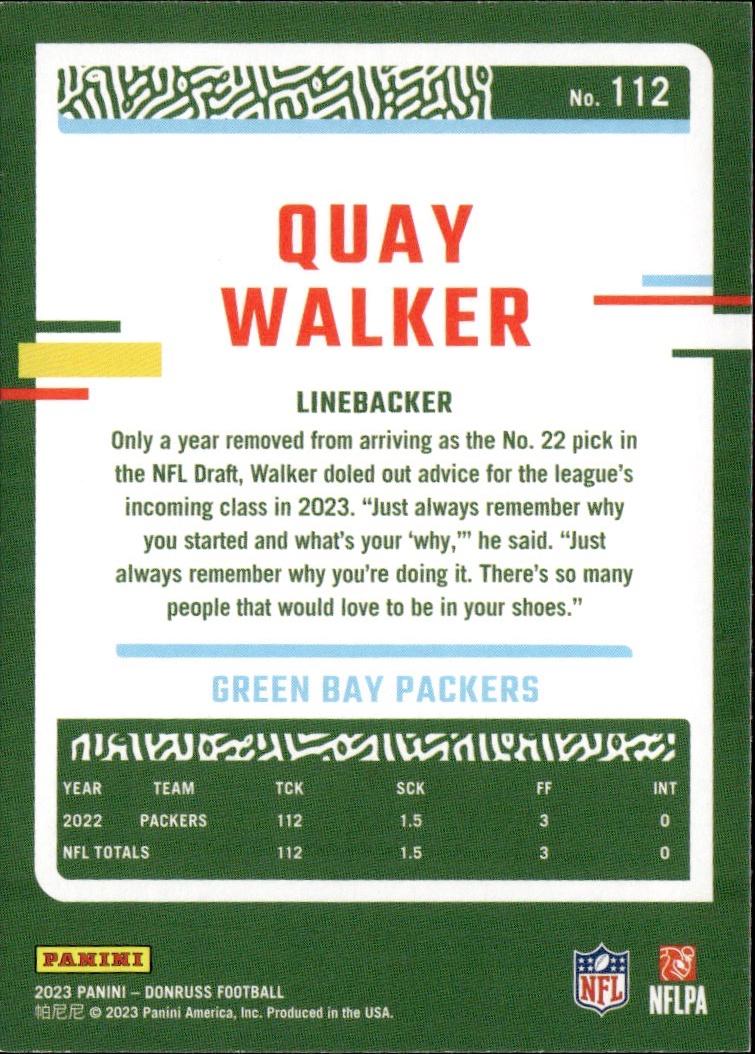 2023 Donruss Football Base #112 Green Bay Packers (Quay Walker)