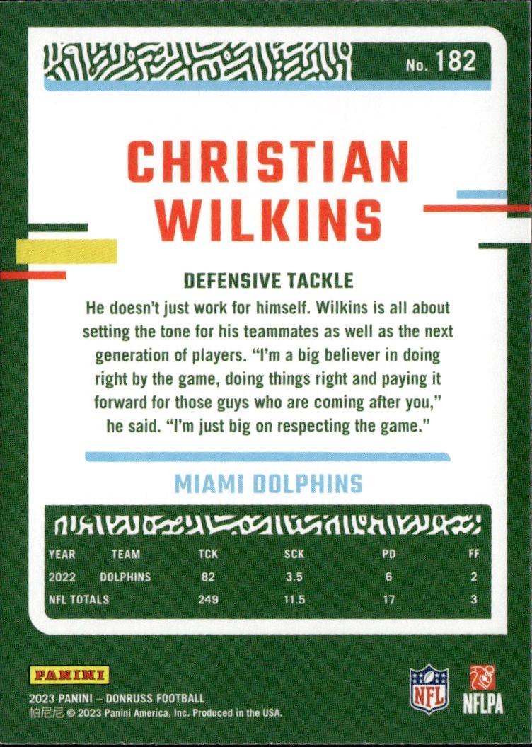 2023 Donruss Football Base #182 Miami Dolphins (Christian Wilkins)