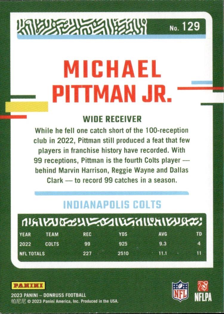 2023 Donruss Football Base #129 Indianapolis Colts (Michael Pittman Jr.)