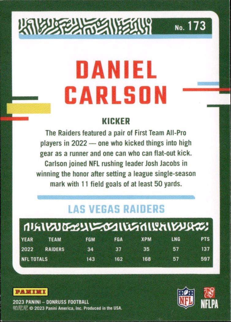 2023 Donruss Football Base #173 Las Vegas Raiders (Daniel Carlson)
