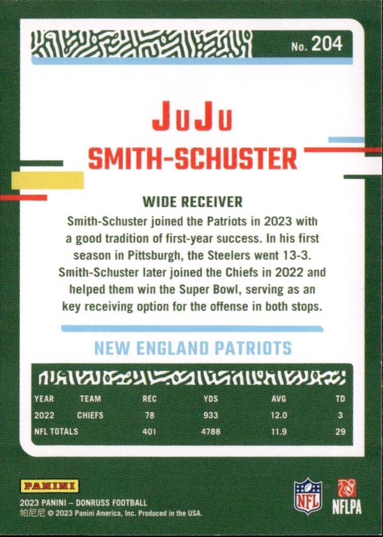 2023 Donruss Football Base #204 New England Patriots (JuJu Smith-Schuster)