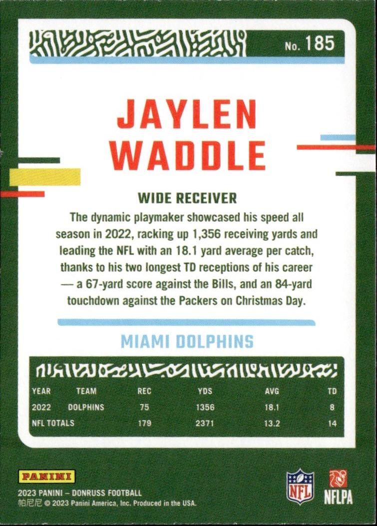 2023 Donruss Football Base #185 Miami Dolphins (Jaylen Waddle)