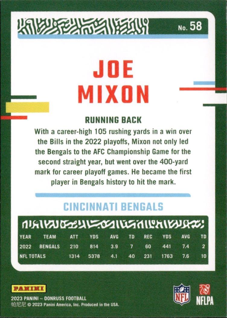 2023 Donruss Football Base #58 Cincinnati Bengals (Joe Mixon)