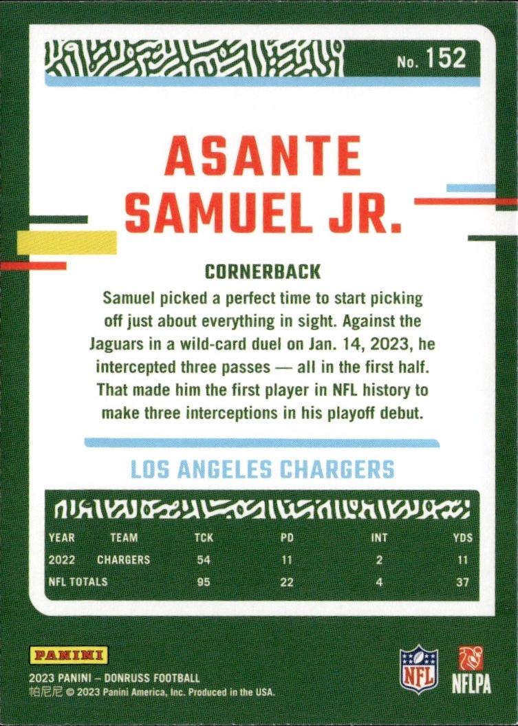 2023 Donruss Football Base #152 Los Angeles Chargers (Asante Samuel Jr.)