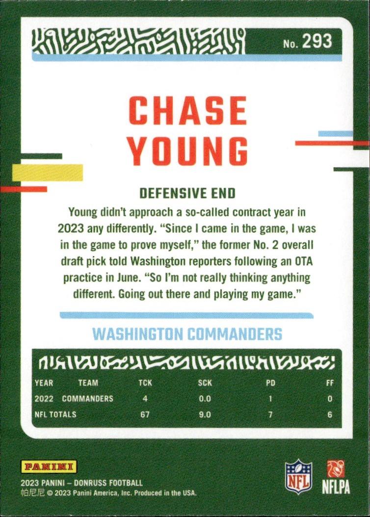 2023 Donruss Football Base #293 Washington Commanders (Chase Young)
