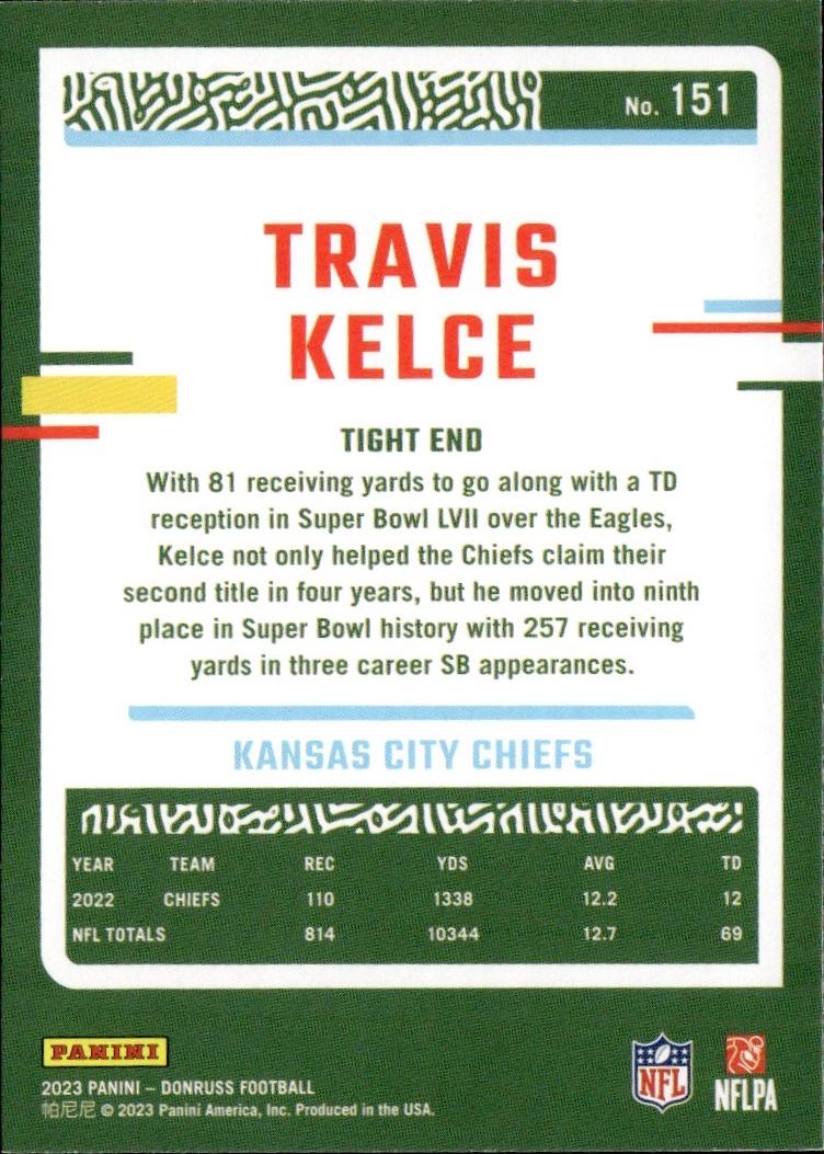 2023 Donruss Football Base #151 Kansas City Chiefs (Travis Kelce)
