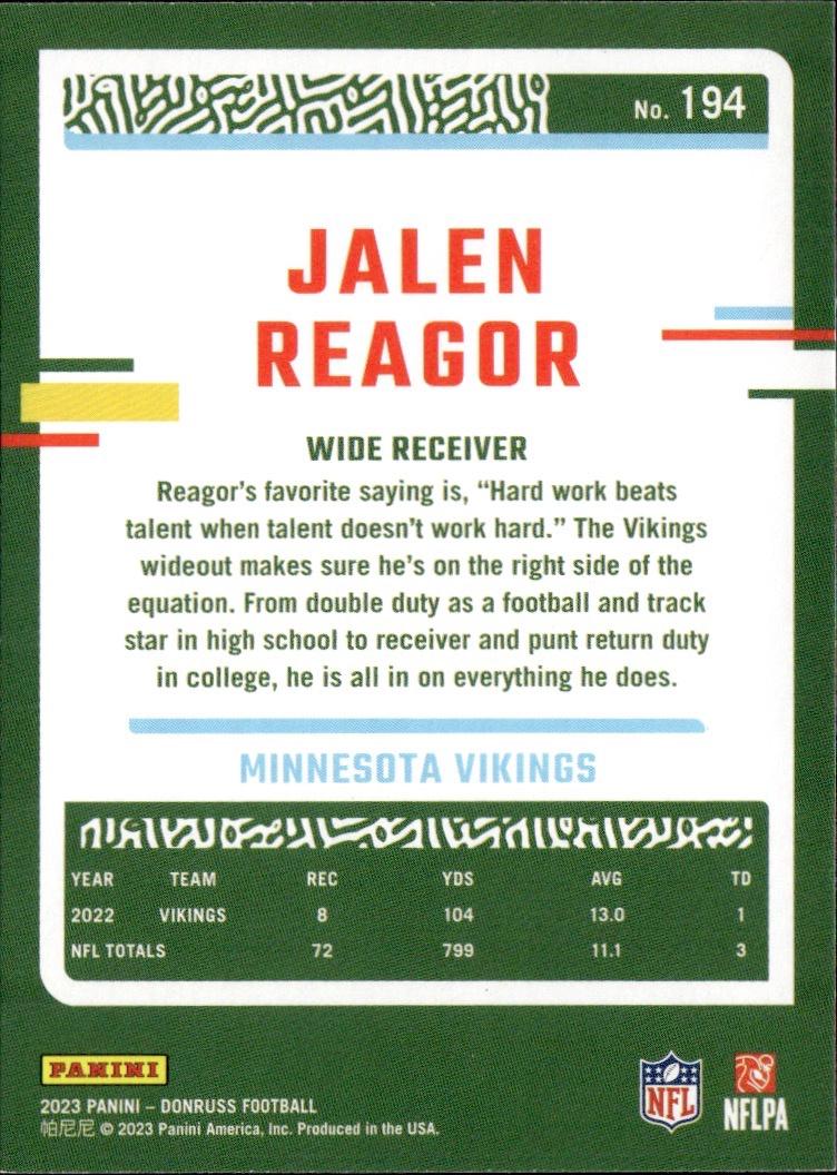 2023 Donruss Football Base #194 Minnesota Vikings (Jalen Reagor)